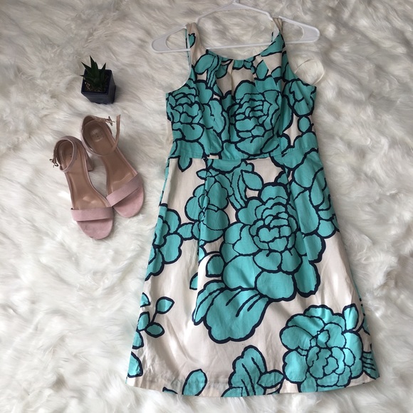 Tori Richard turquoise flower dress - Picture 1 of 4